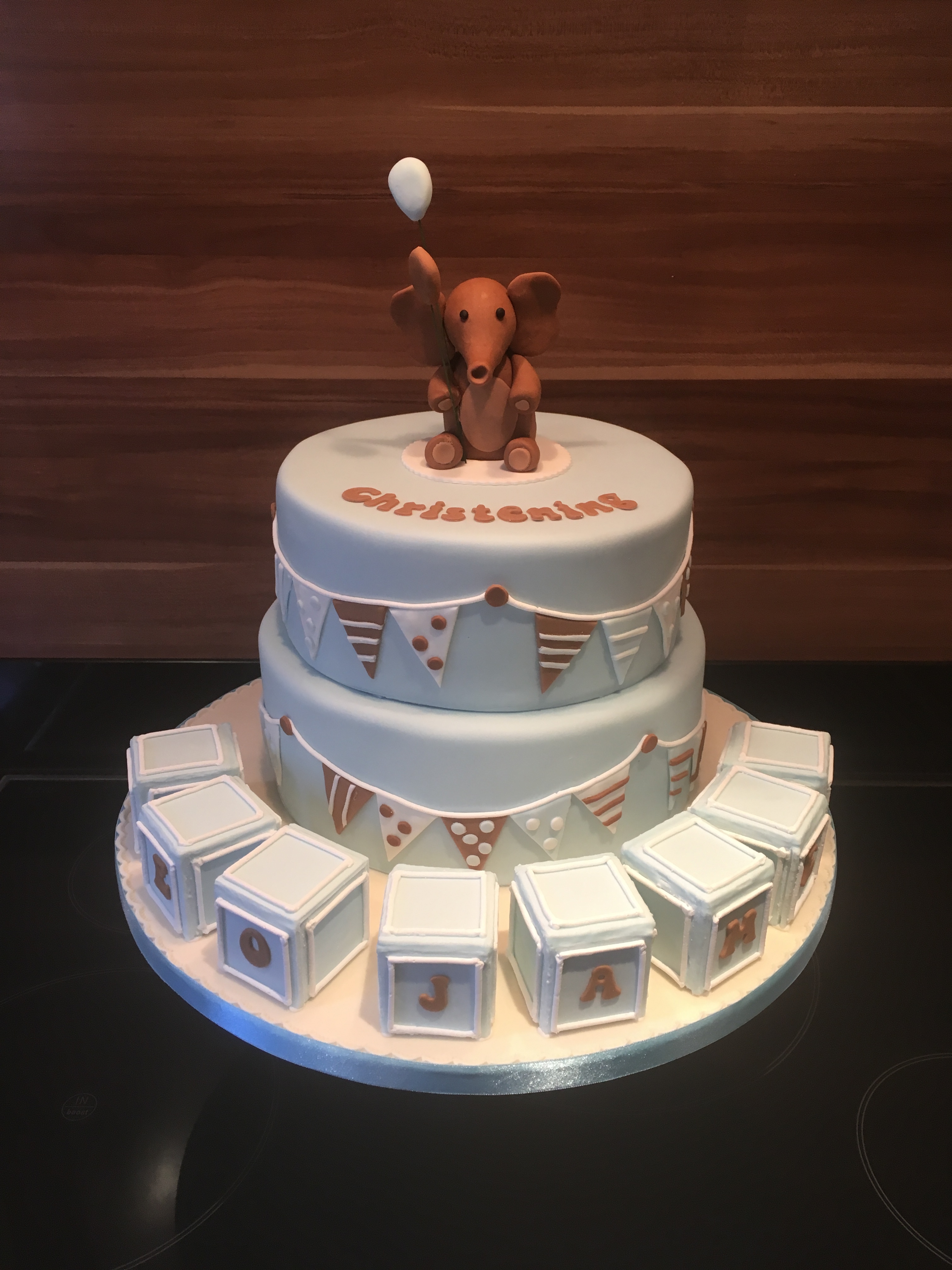2 tier elephant christening cake